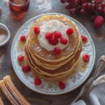 Churro pancakes with cinnamon-sugar topping