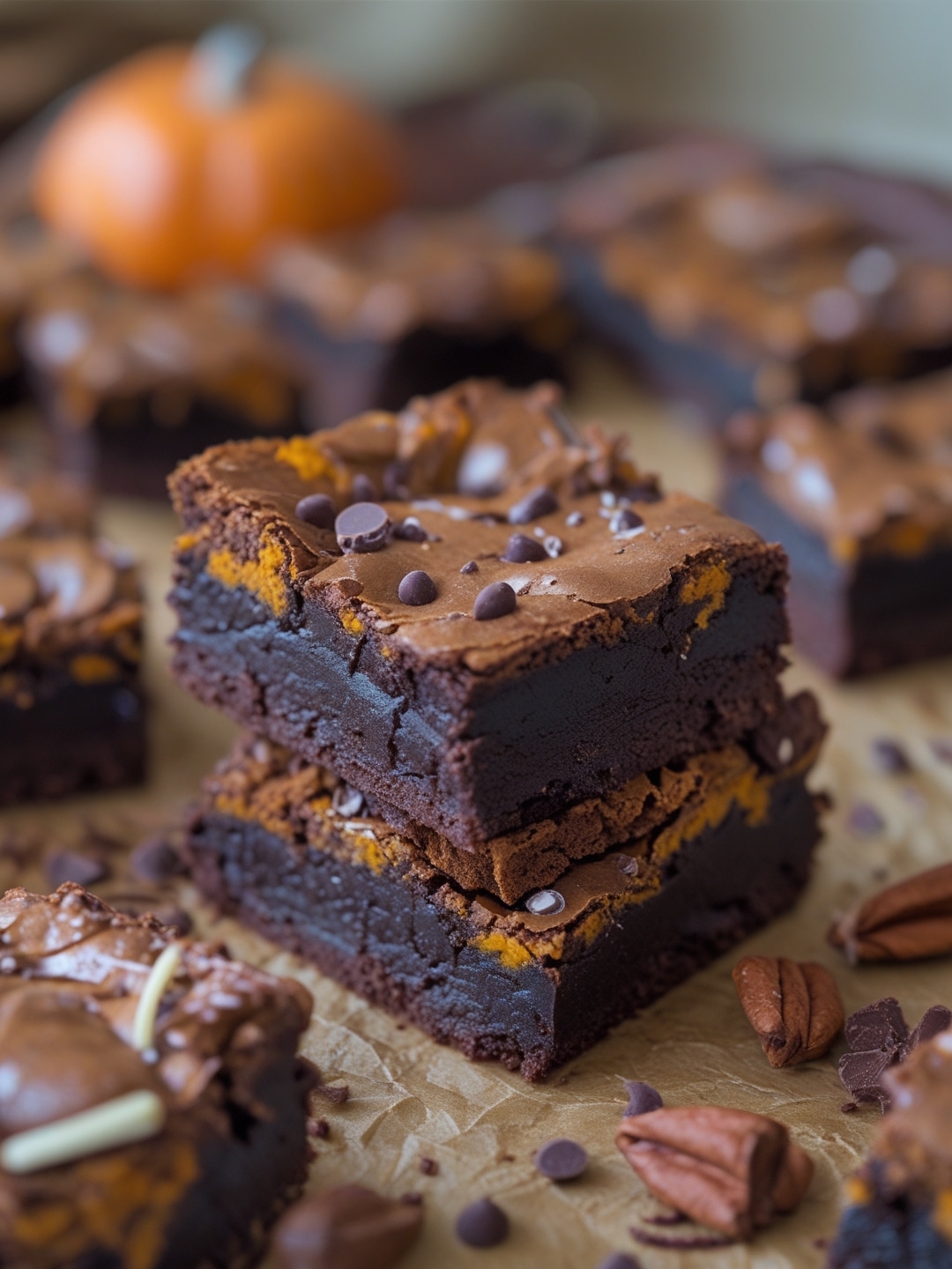 Vegan Chocolate Pumpkin Brownies