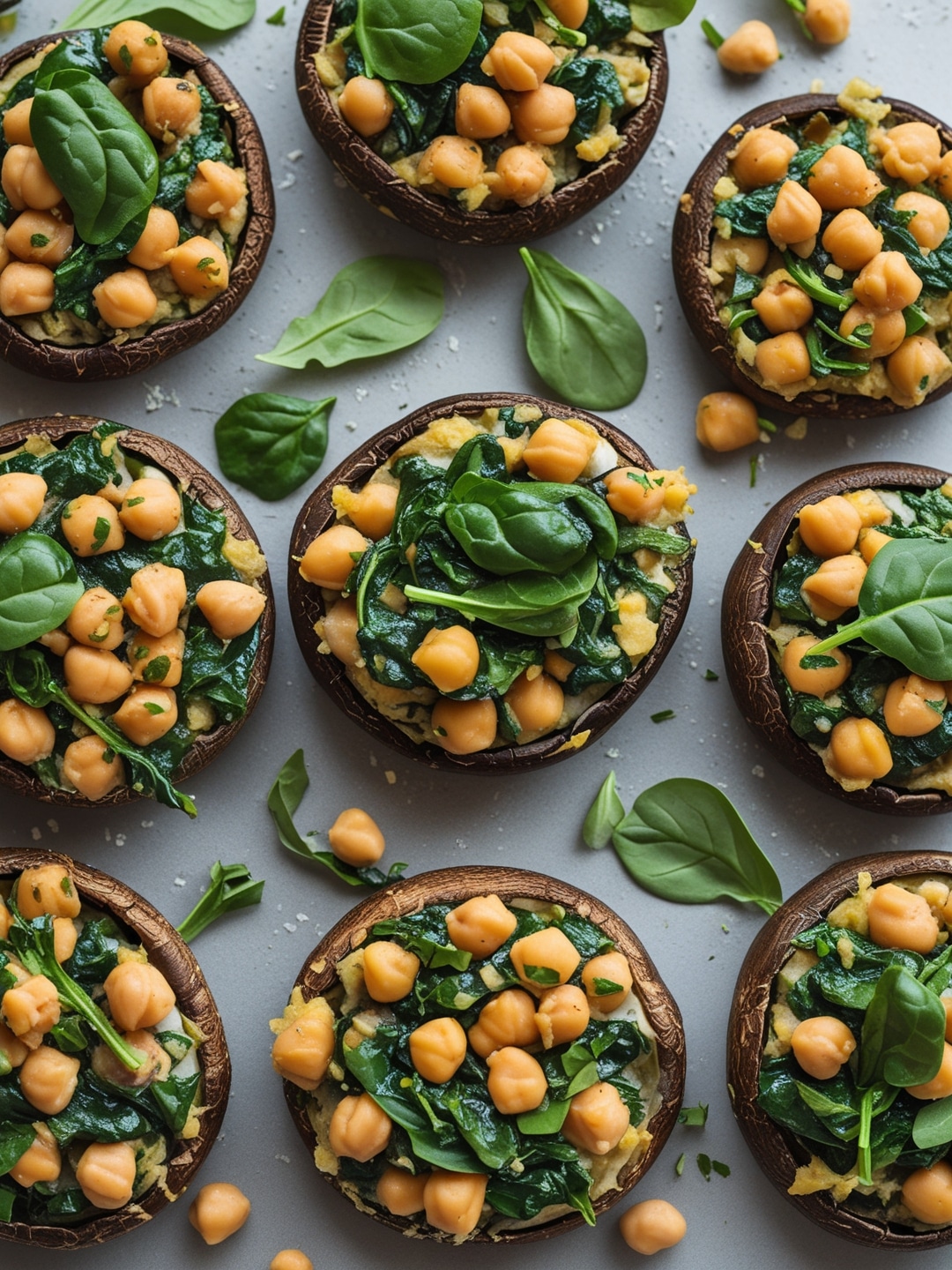 Chickpea and Spinach Stuffed Portobello Mushrooms