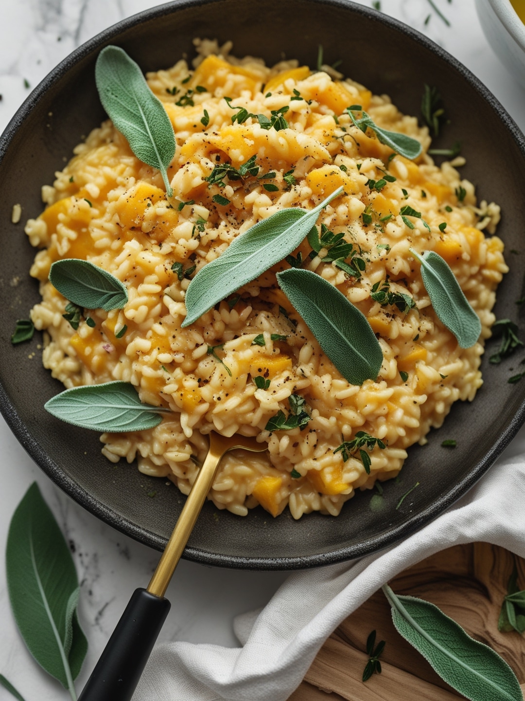 Creamy Pumpkin Risotto with Sage