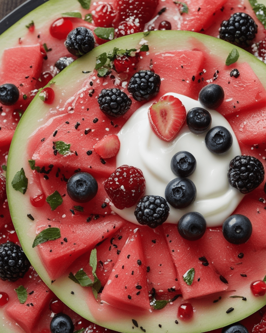 Watermelon Pizza with Yogurt and Berries