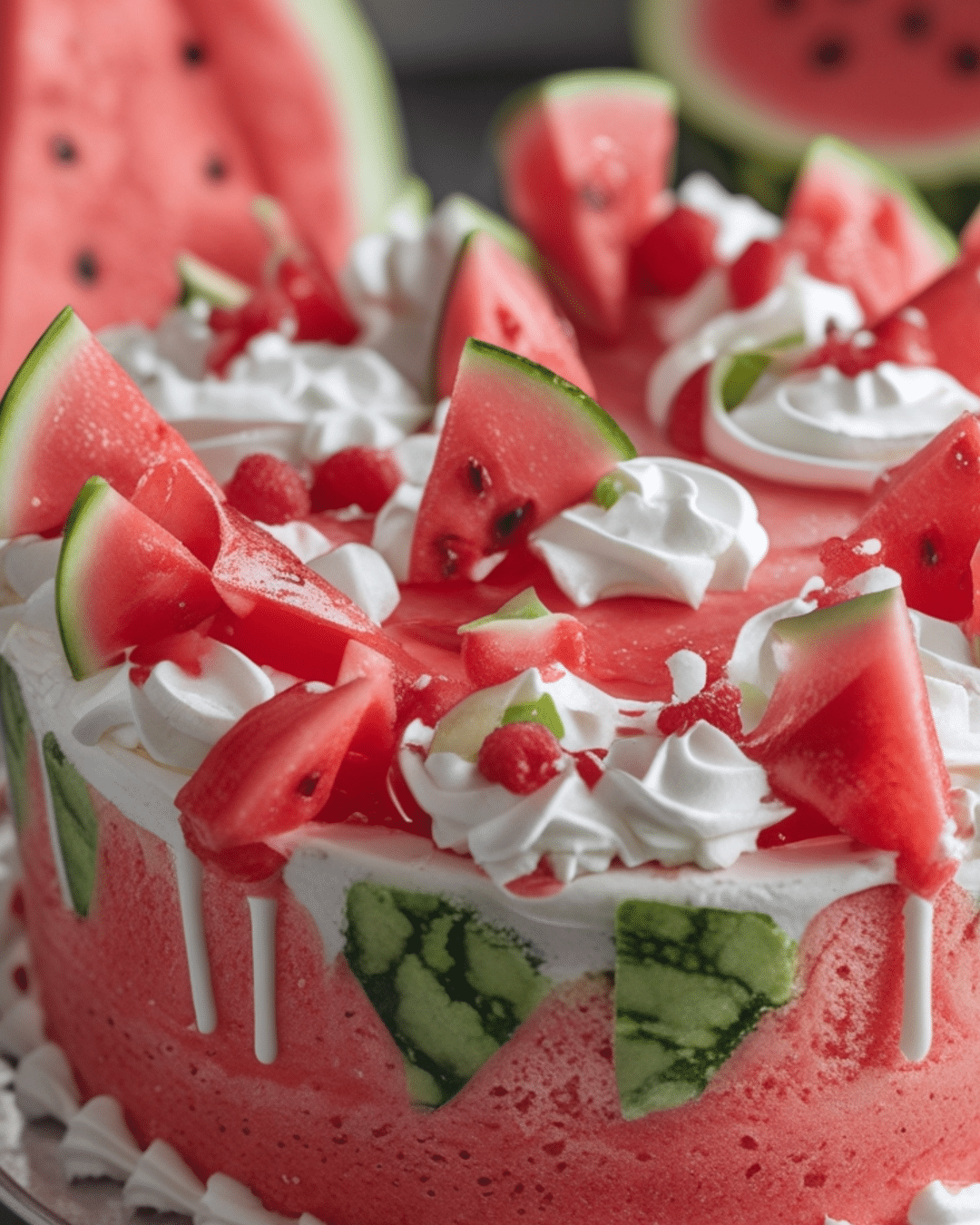 Watermelon Cake with Whipped Topping