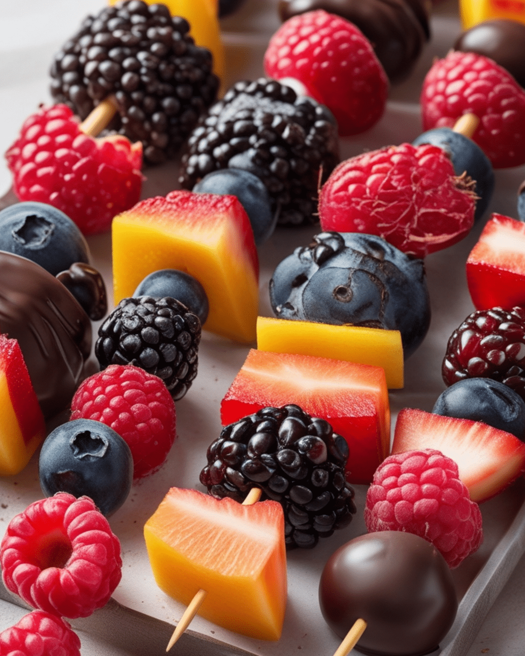 Chocolate-Dipped Fruit Kabobs for Snacks