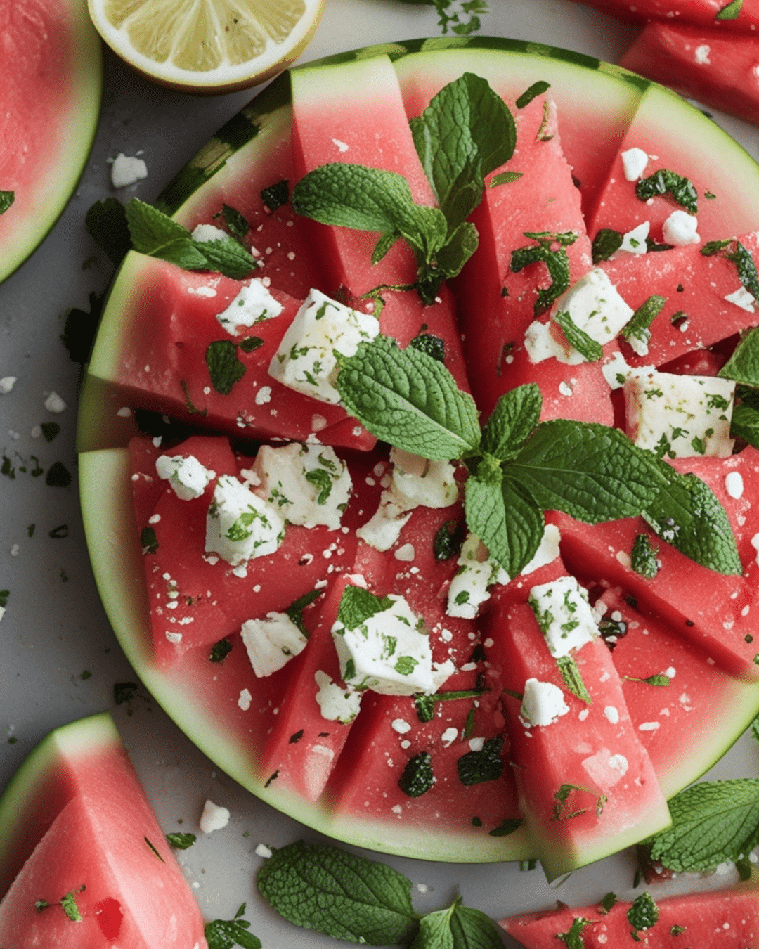 Watermelon Feta Summer Salad with Mint Dressing