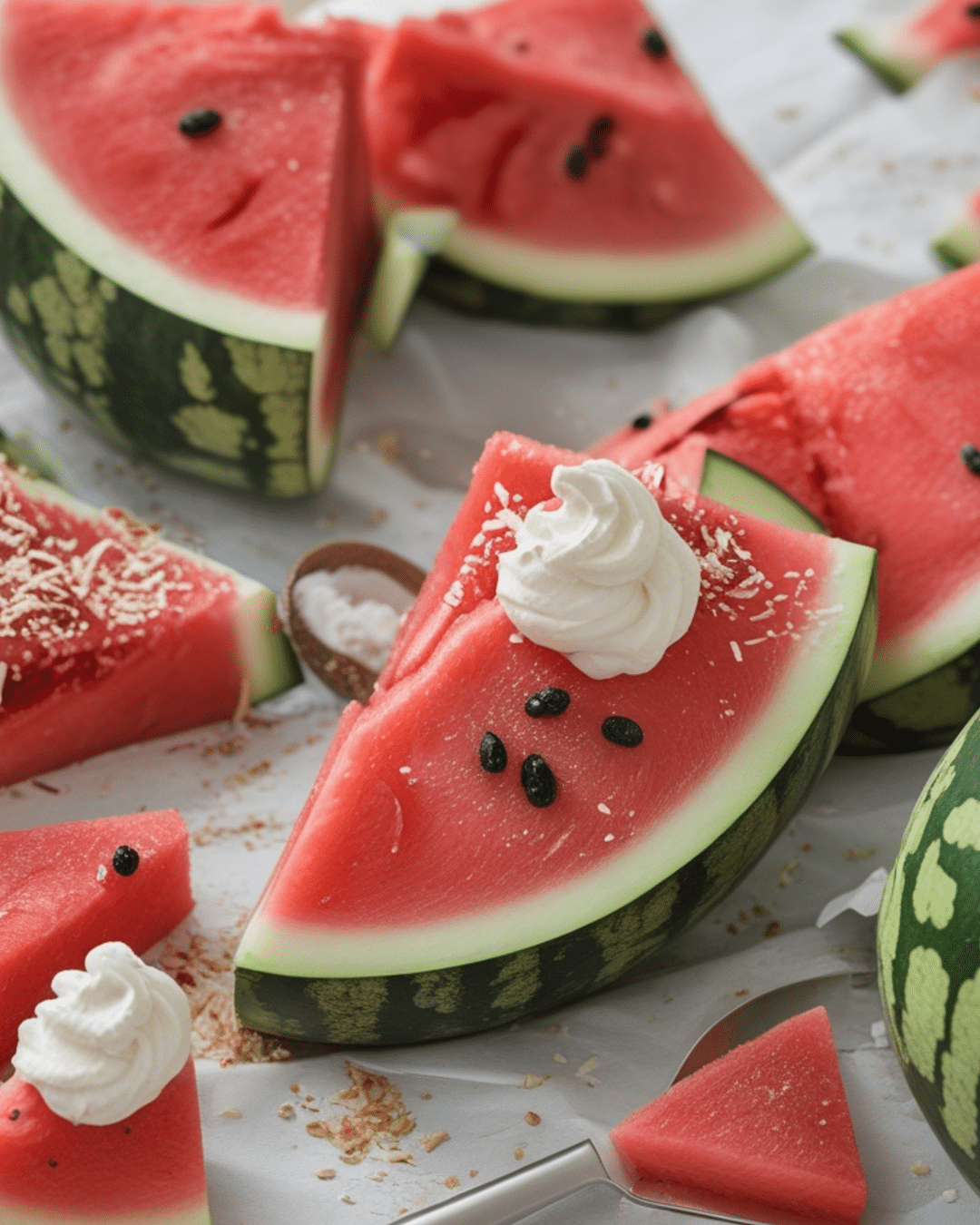 Watermelon Slices with Coconut Cream