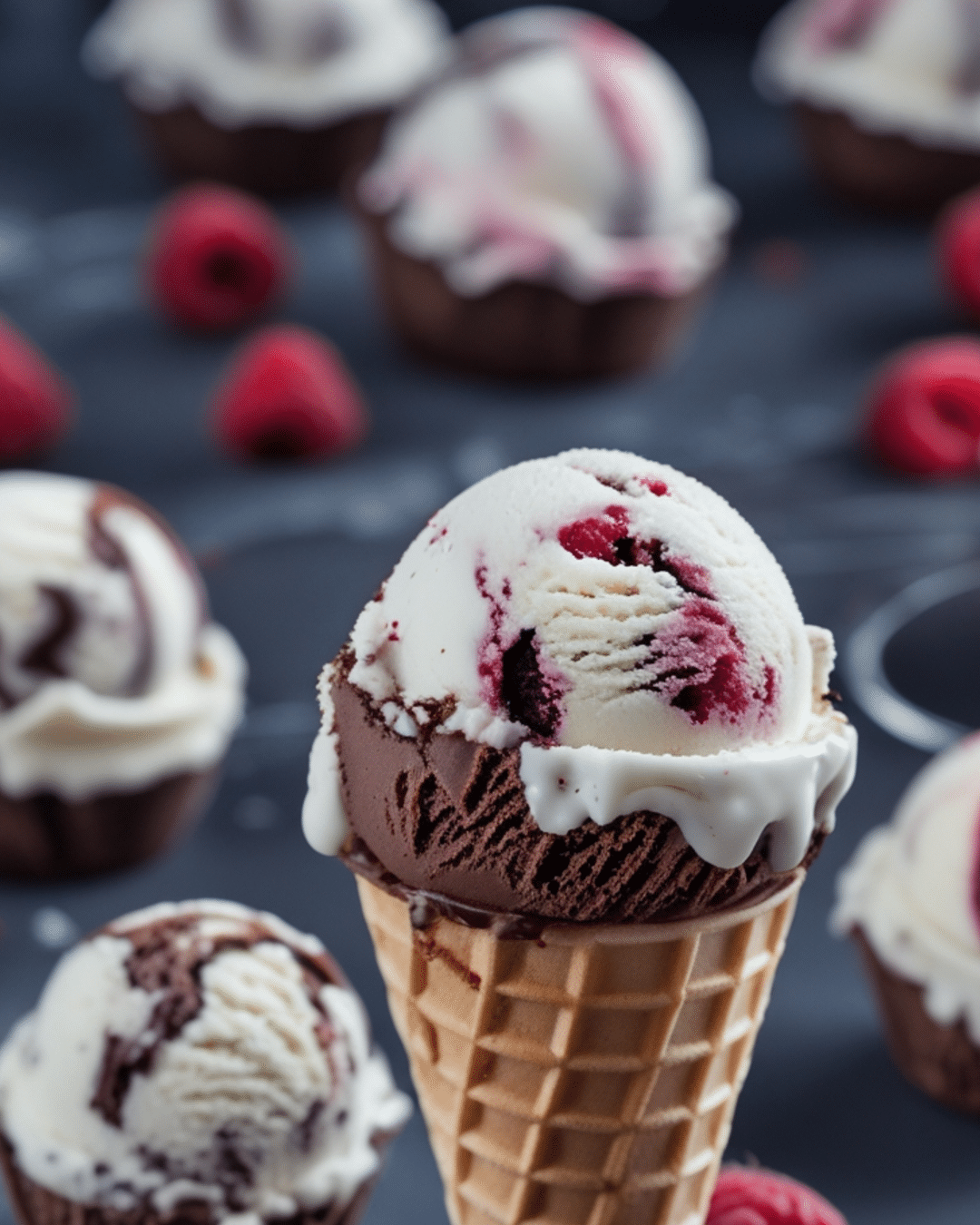 Dark Chocolate Raspberry Swirl Ice Cream