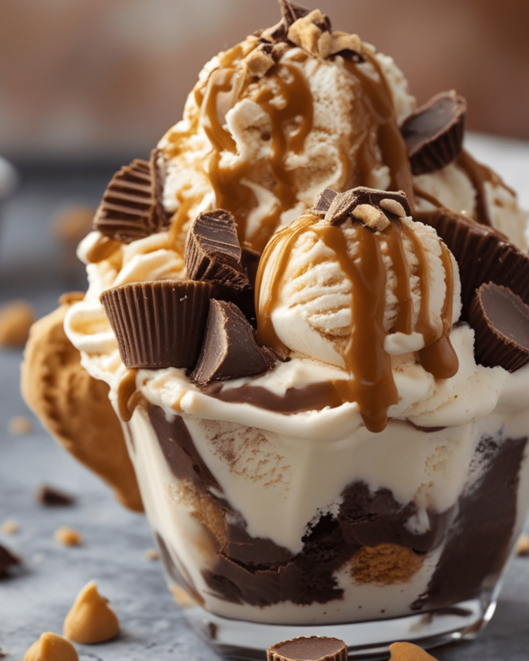 Peanut Butter Cup Ice Cream Sundae