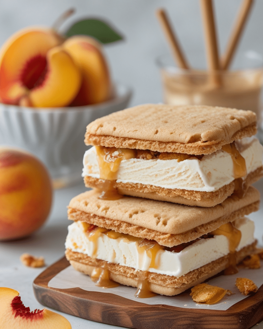 Peach Cobbler Ice Cream Sandwiches