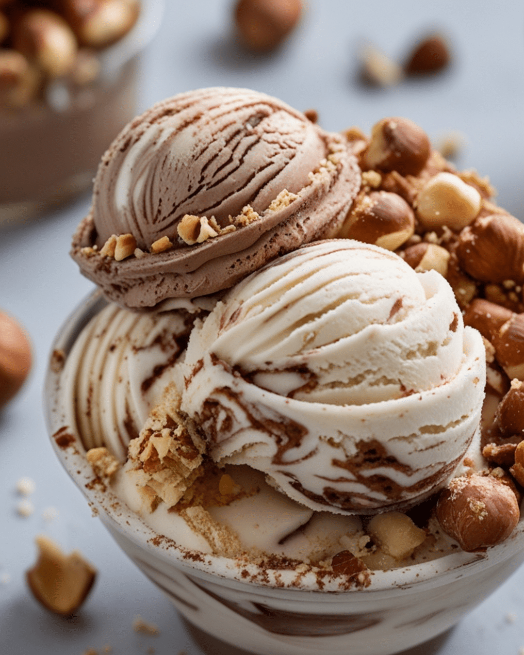 Nutella Swirl Ice Cream with Hazelnut Crunch