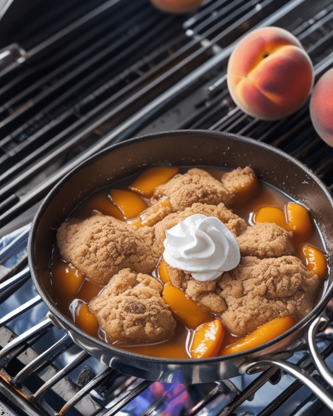 Peach Cobbler on the Grill for Dessert