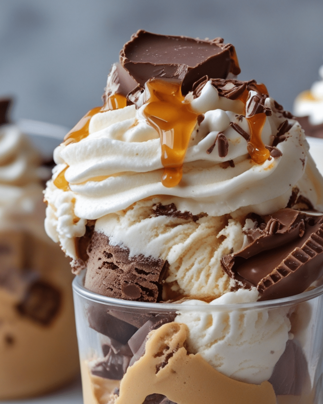 Peanut Butter Cup Stuffed Ice Cream Sundae