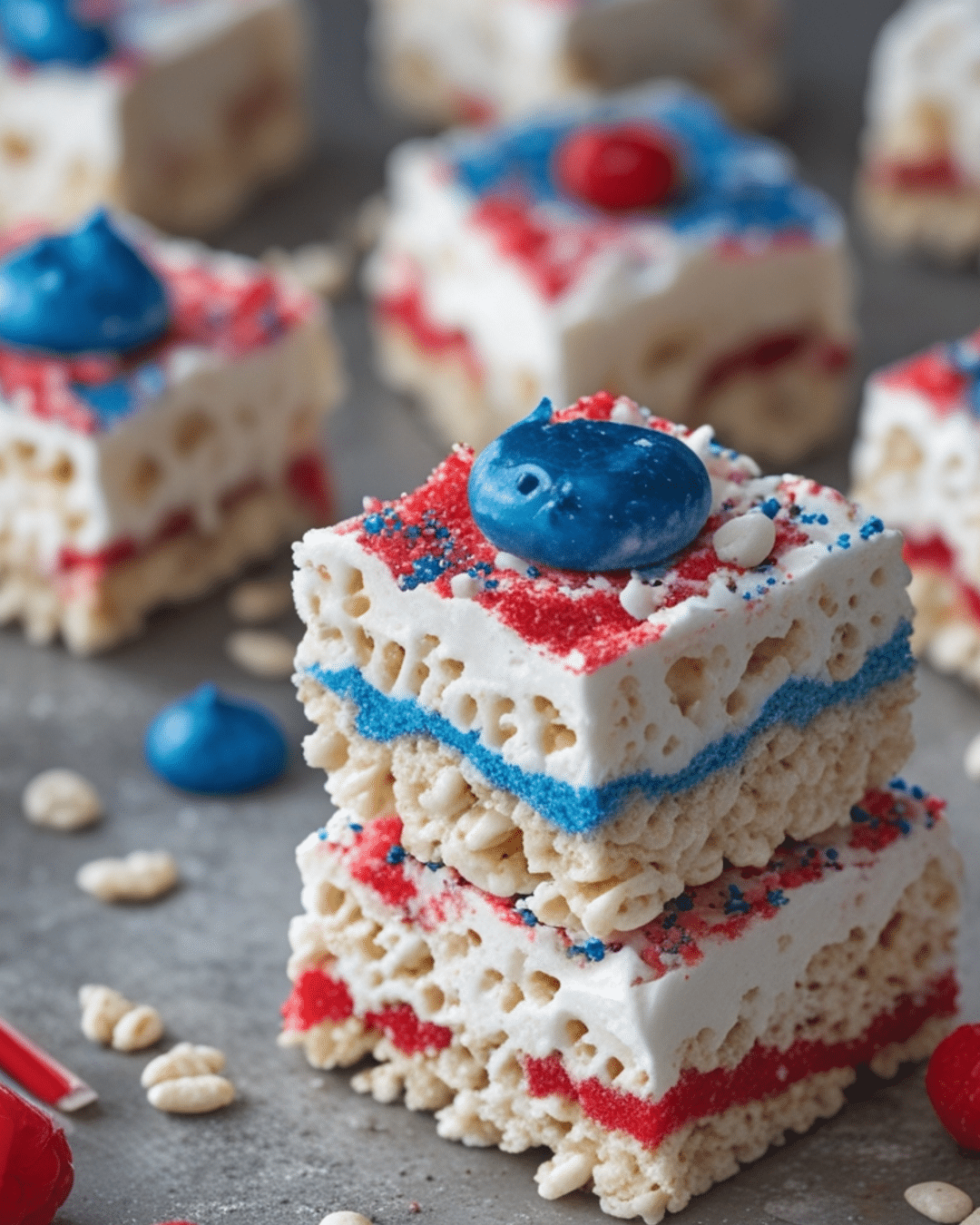 Gorgeous Red, White & Blue Rice Krispie Treats