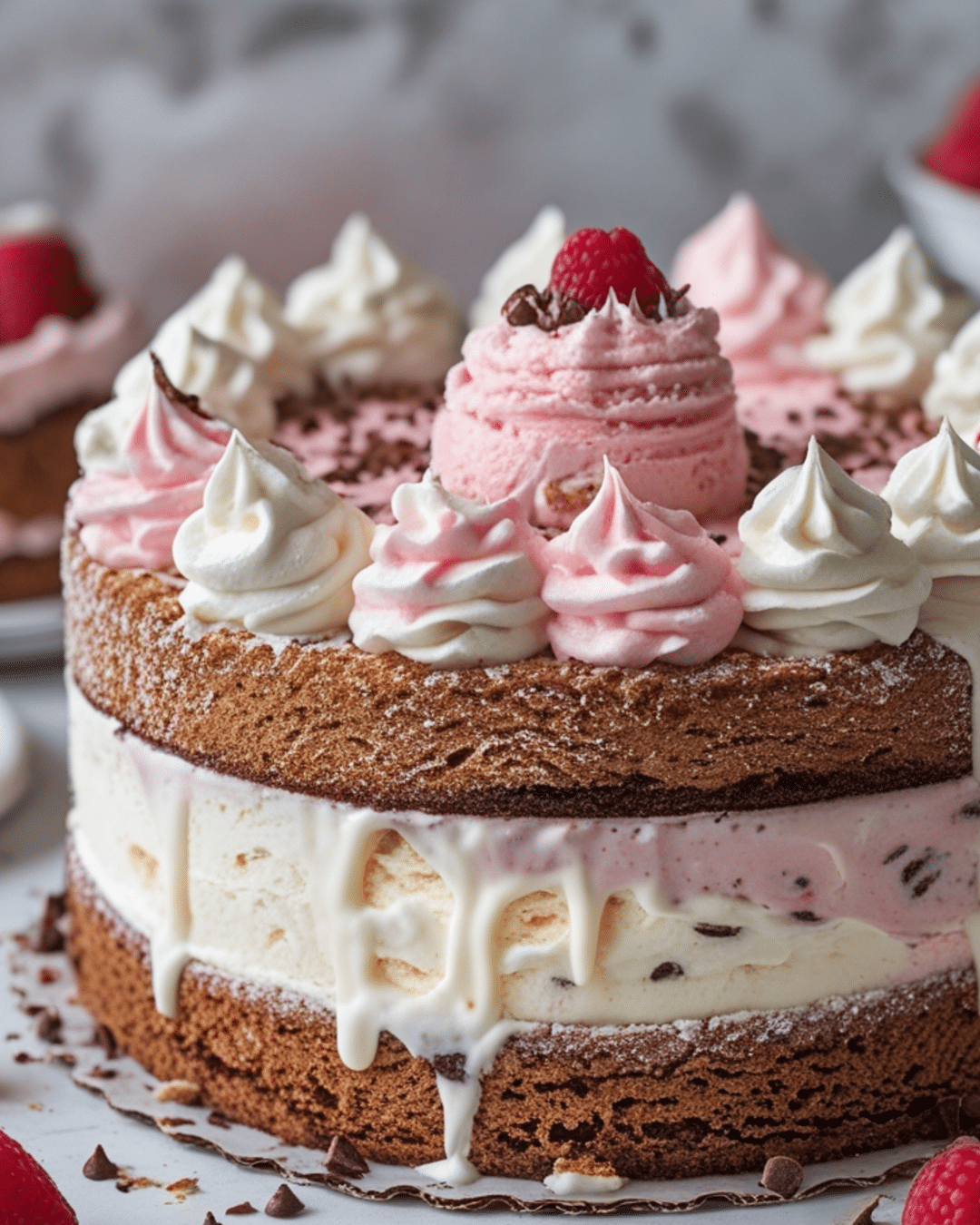 Homemade Neapolitan Ice Cream Layer Cake