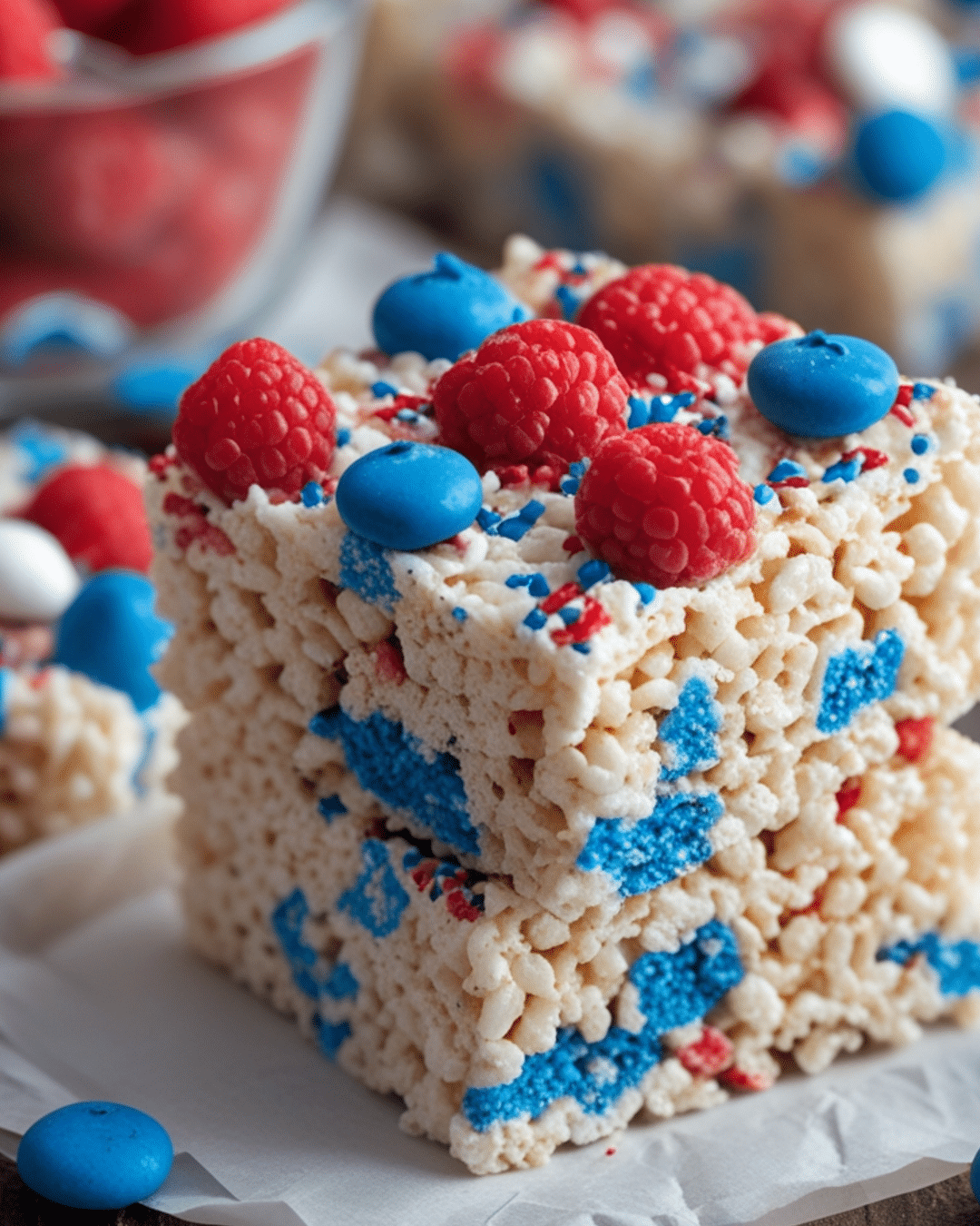 Gorgeous Red, White & Blue Rice Krispie Treats
