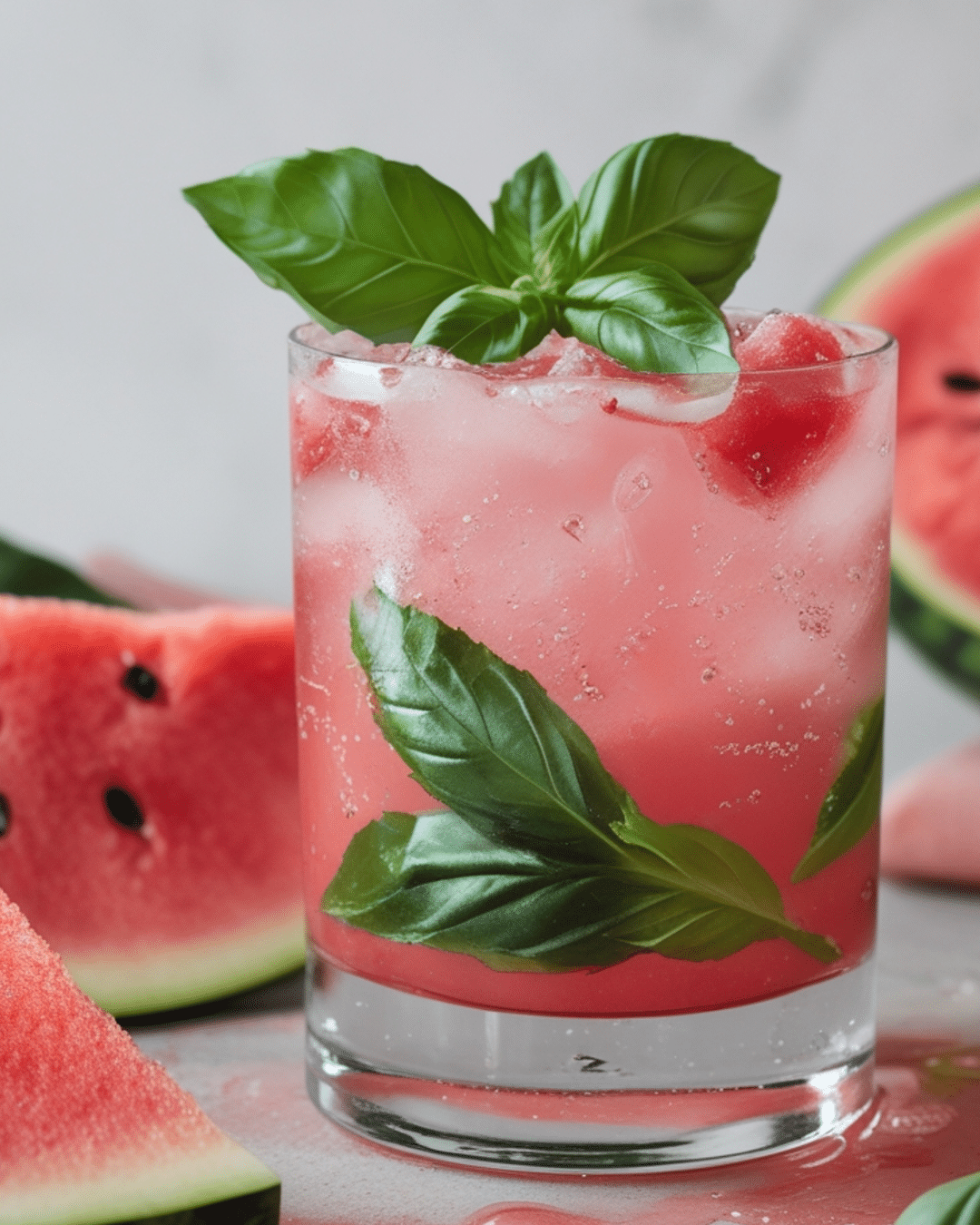 Watermelon Basil Cooler Cocktail