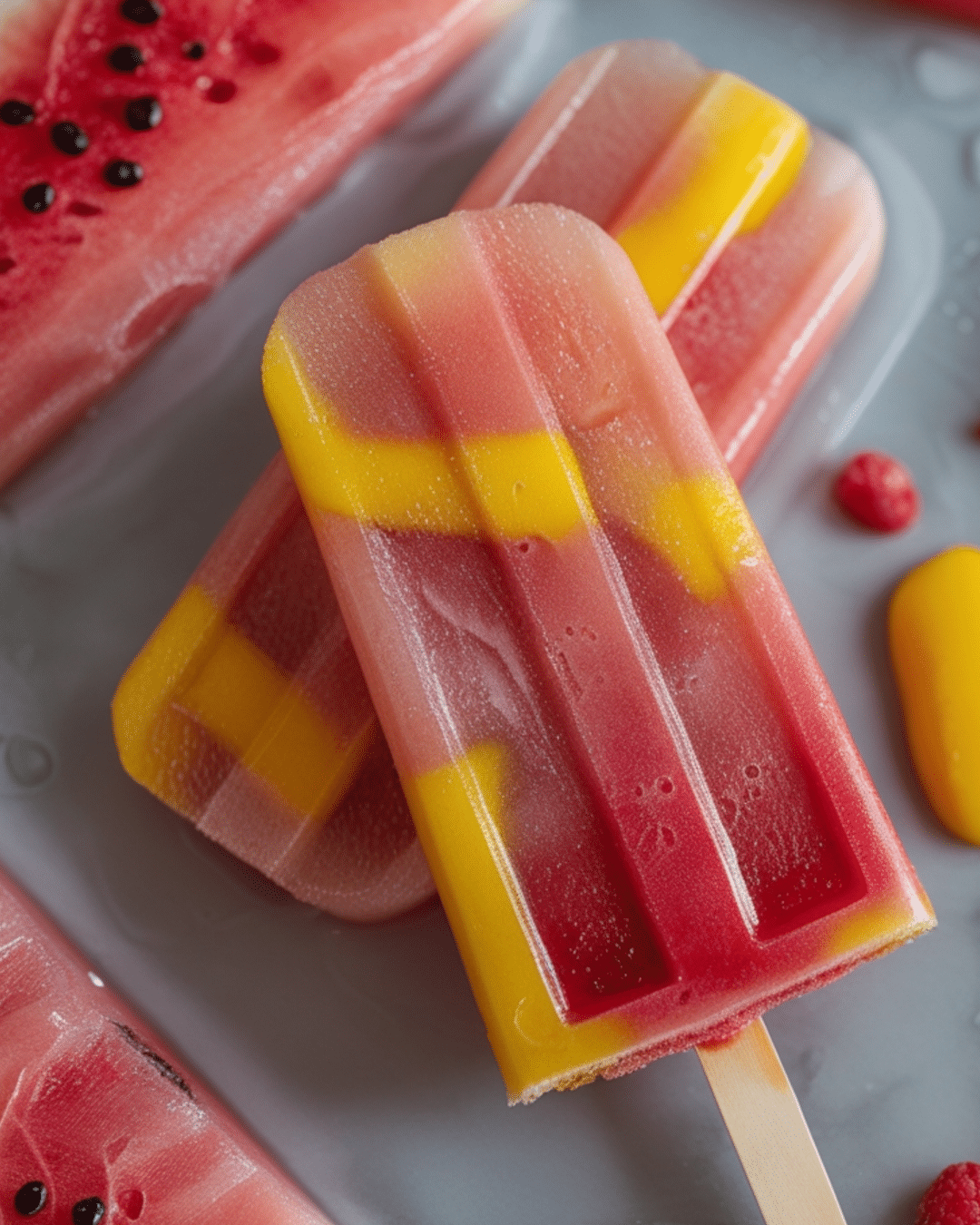 Watermelon-Mango Popsicles for Hot Days