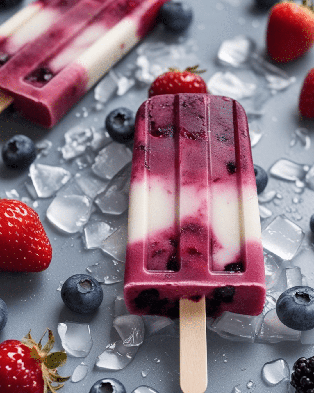 Patriotic Popsicles with Berries and Yogurt
