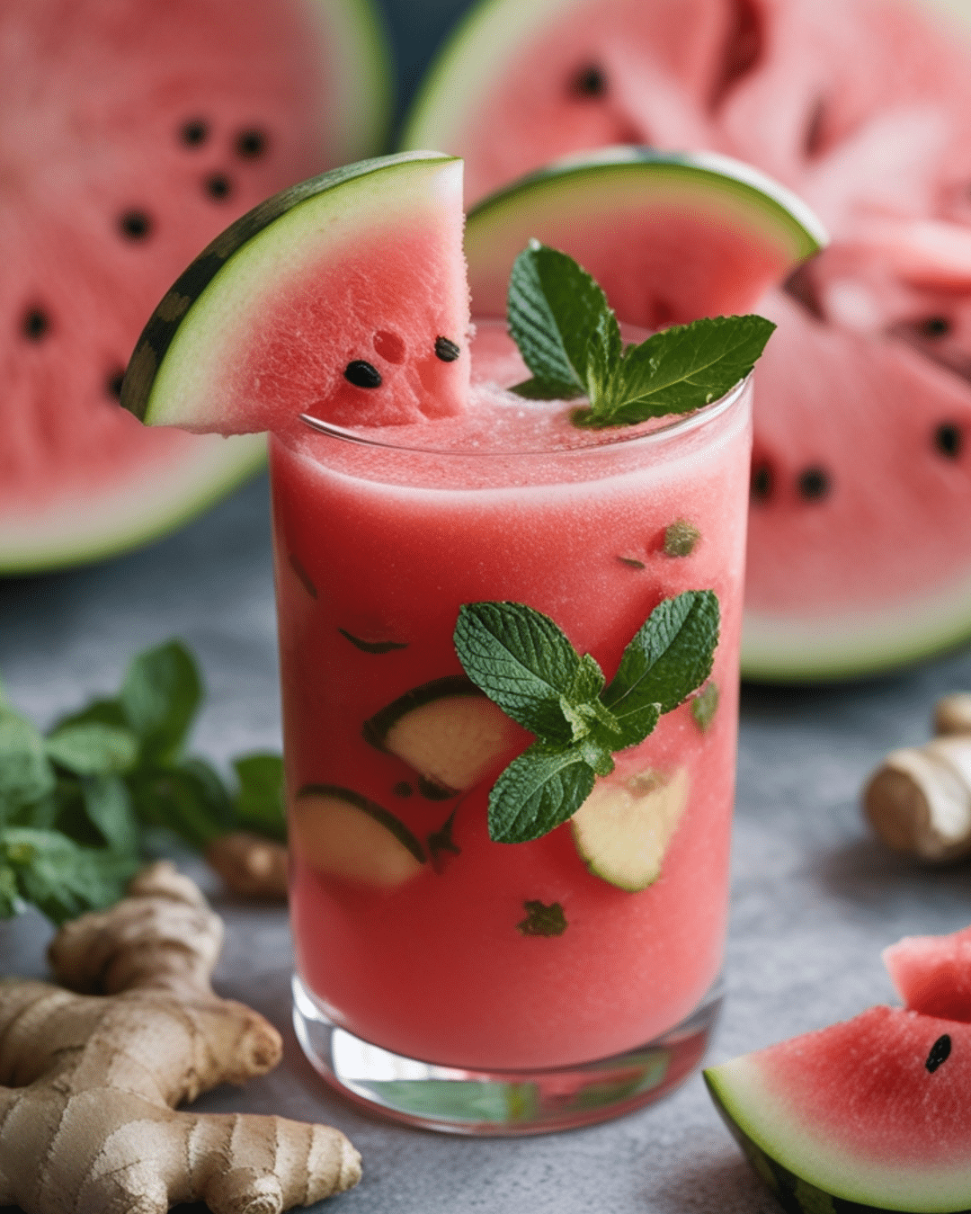 Watermelon Juice with Ginger and Mint