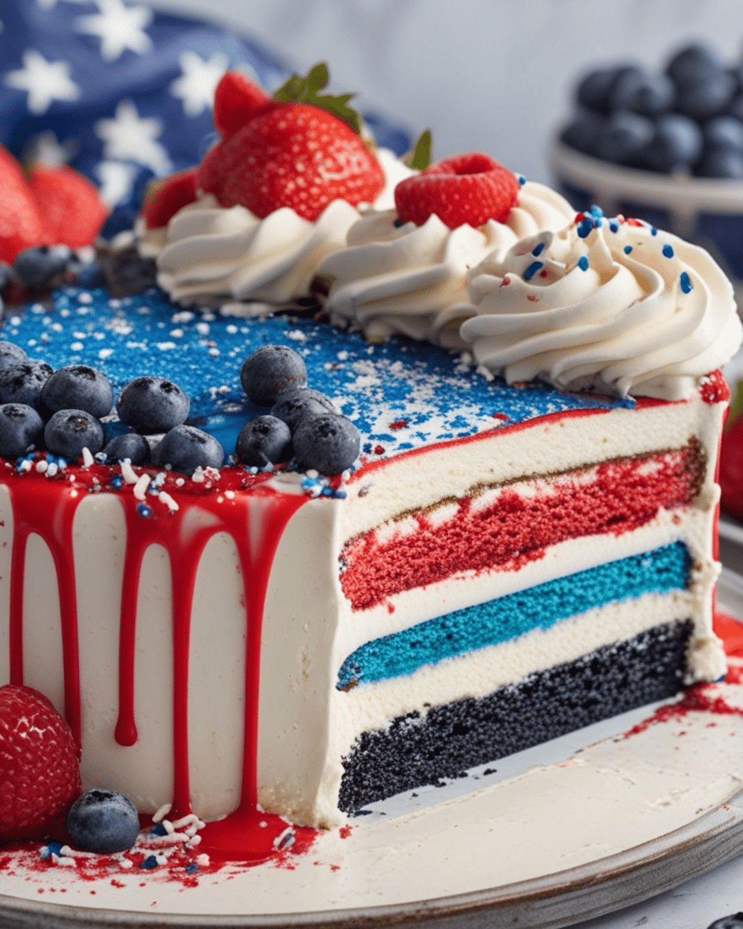 Red, White, and Blue Ice Cream Cake