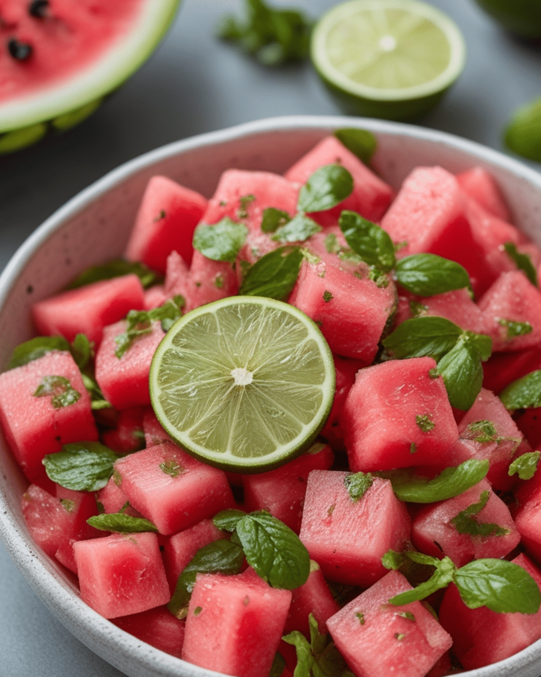 Healthy Watermelon Fruit Salad with Lime