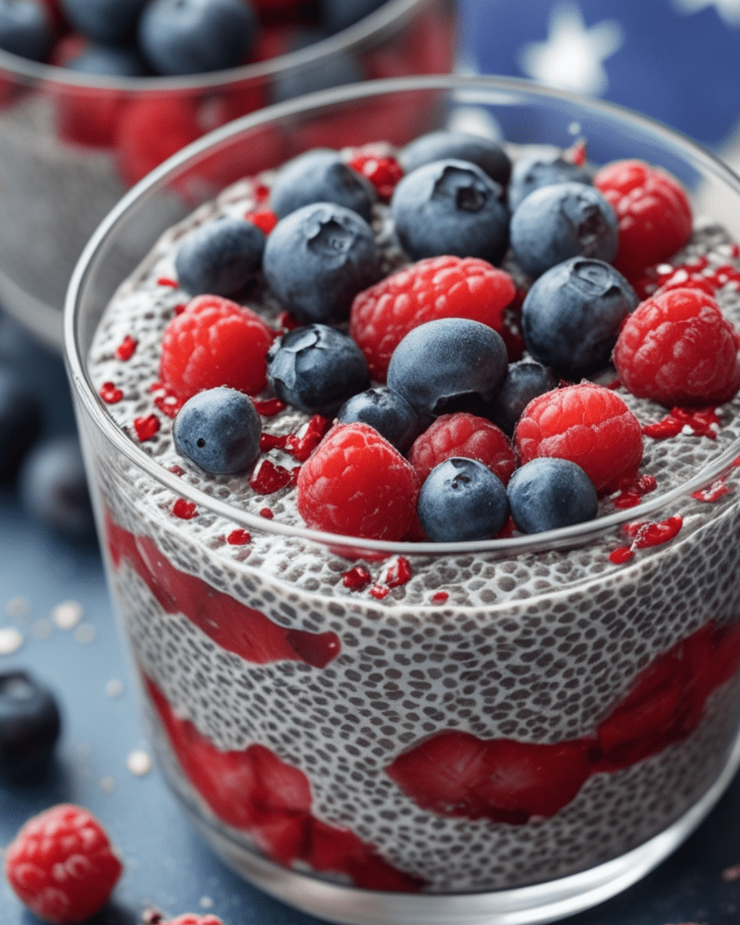 Red, White, and Blue Vegan Chia Seed Pudding
