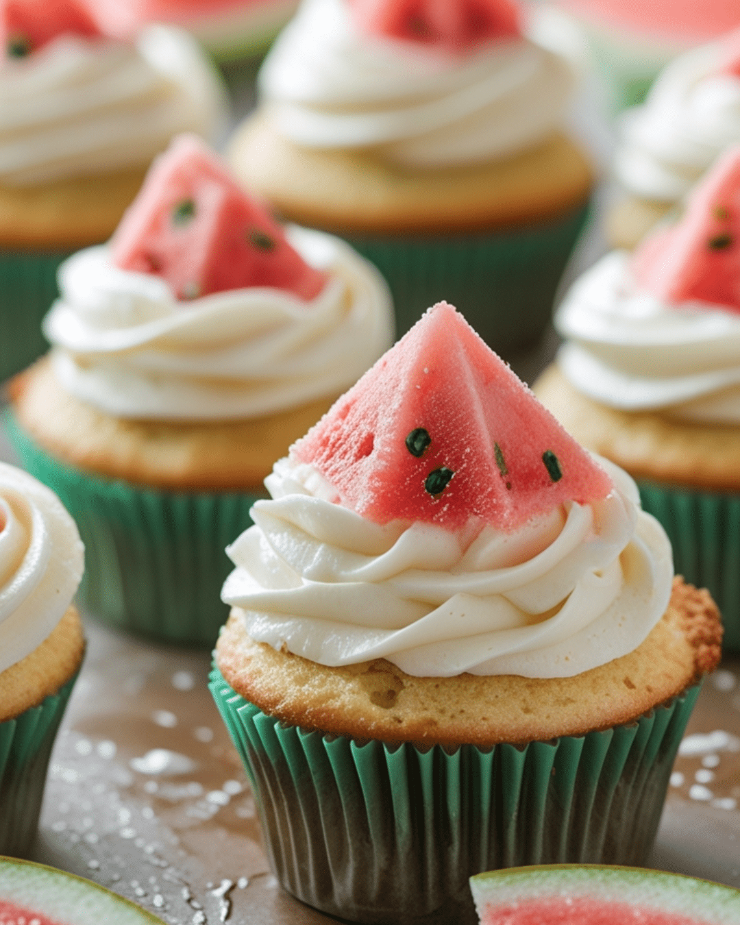 Fluffy Watermelon Cupcakes with Cream Cheese Frosting