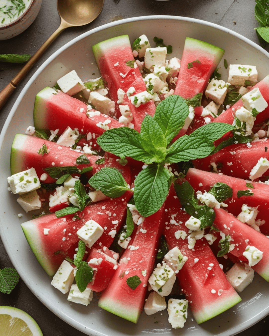 Watermelon Feta Salad with Mint Dressing