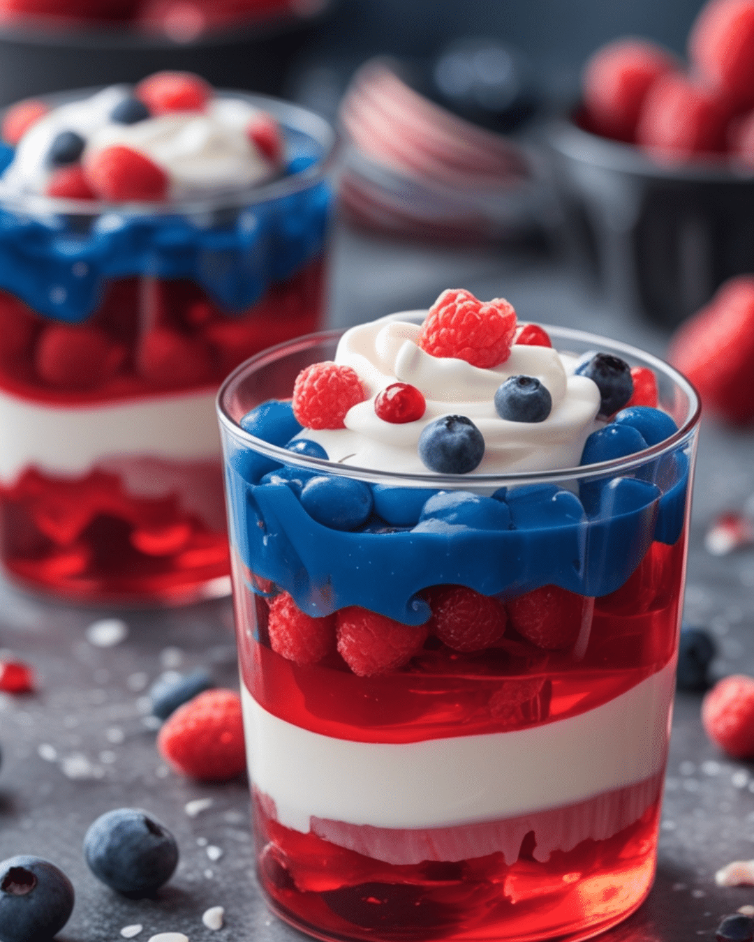 Red, White & Blue Layered Jelly Cups