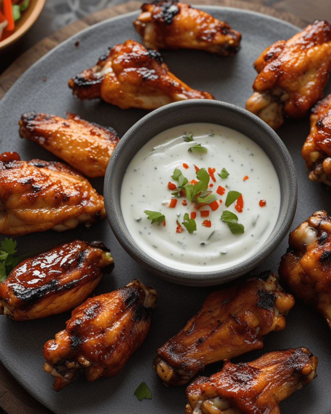 Smoky BBQ Chicken Wings with Ranch Dip