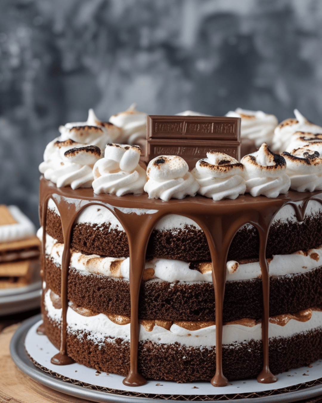 S'mores Layer Cake with Chocolate Ganache