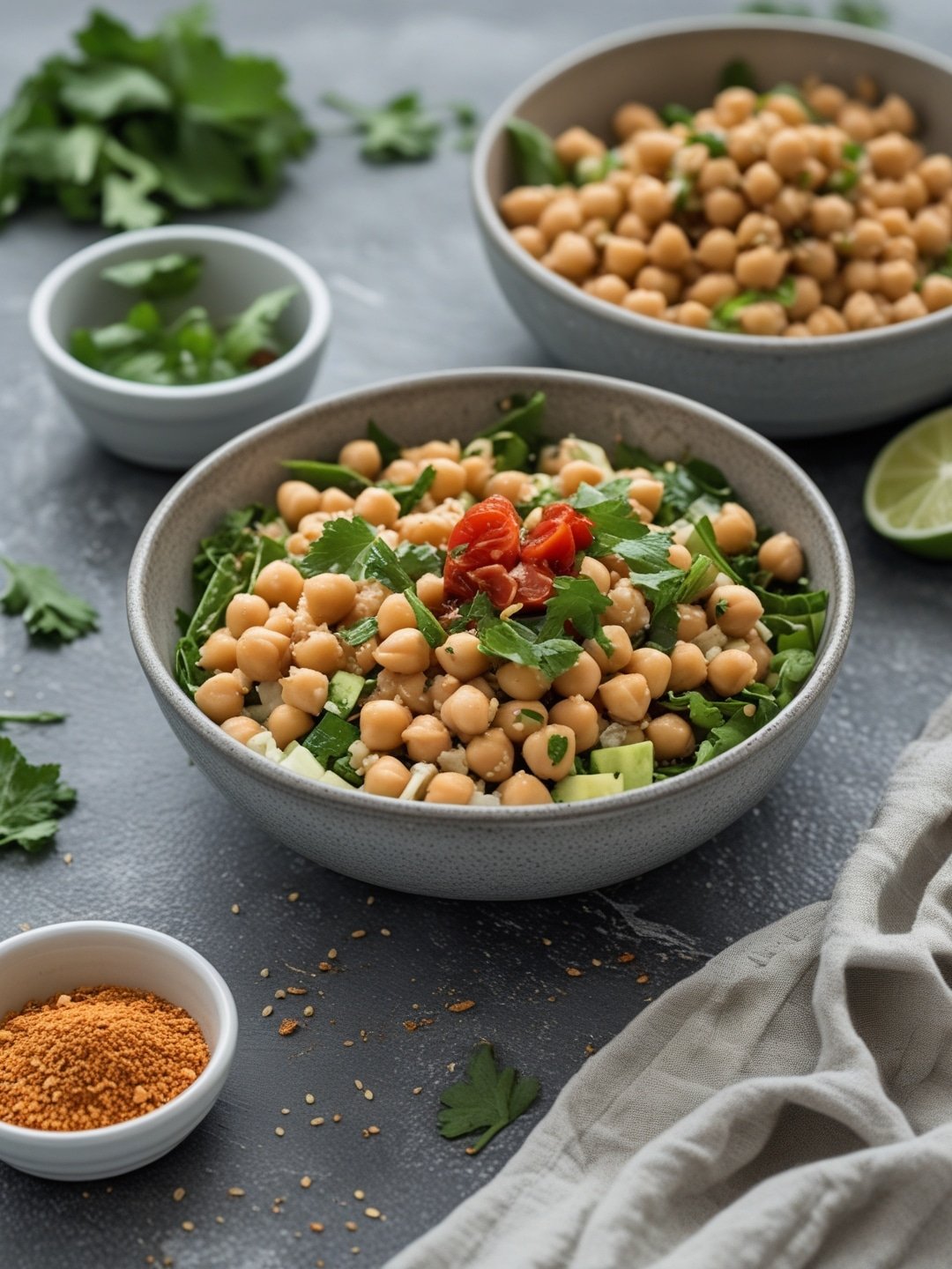 Simple Mediterranean Chickpea Salad Bowls