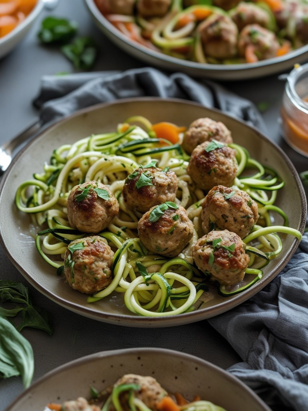 Simple Turkey Meatballs with Zucchini Noodles