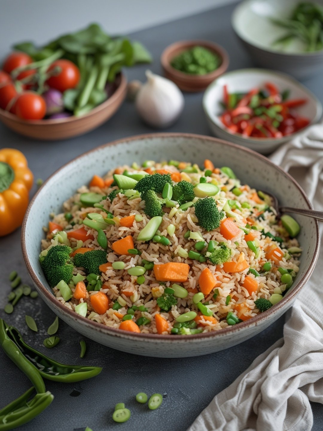 Quick Vegetarian Fried Rice Prep