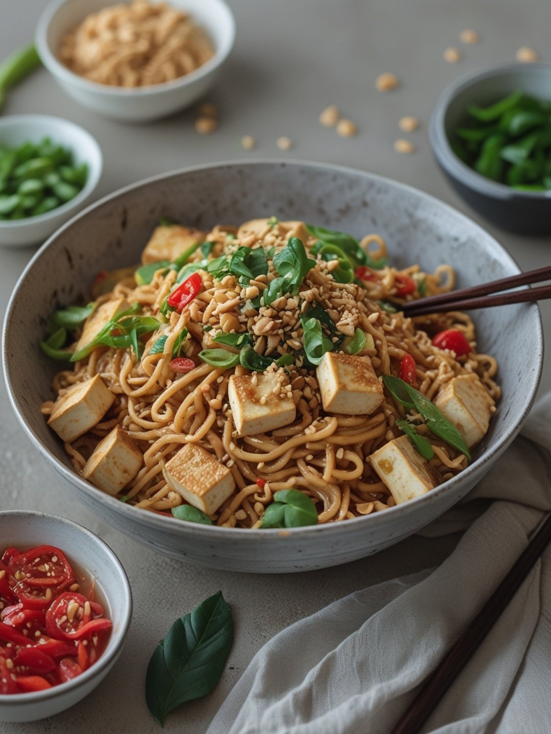 Healthy Peanut Noodles with Tofu