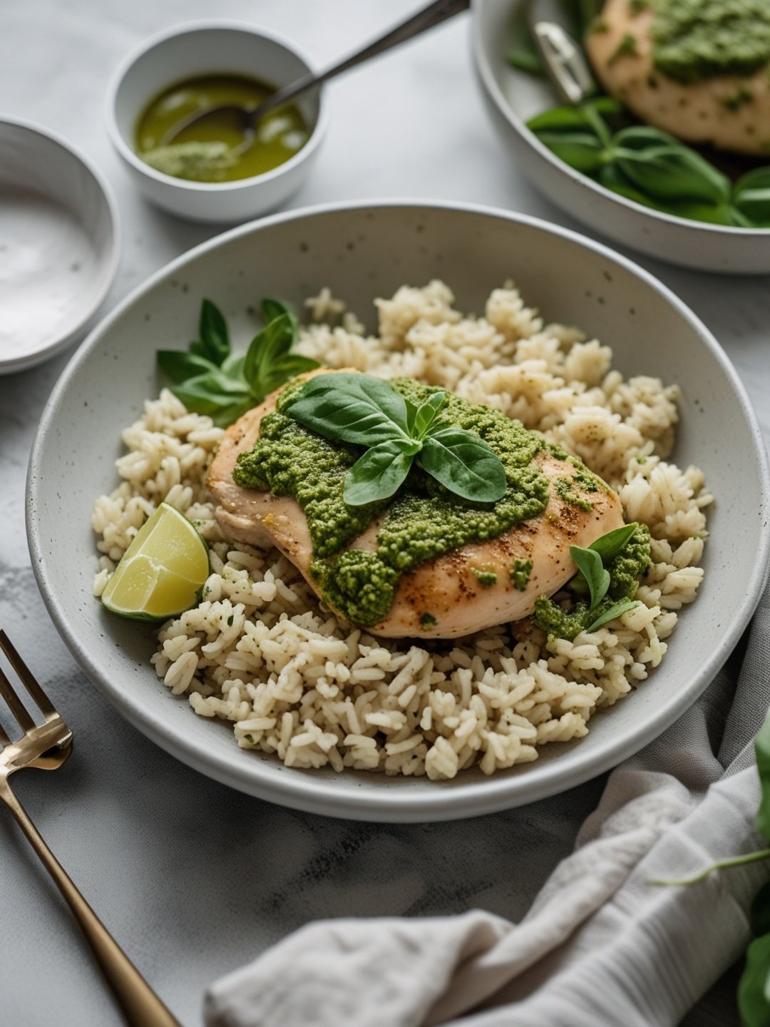 Simple Pesto Chicken and Rice
