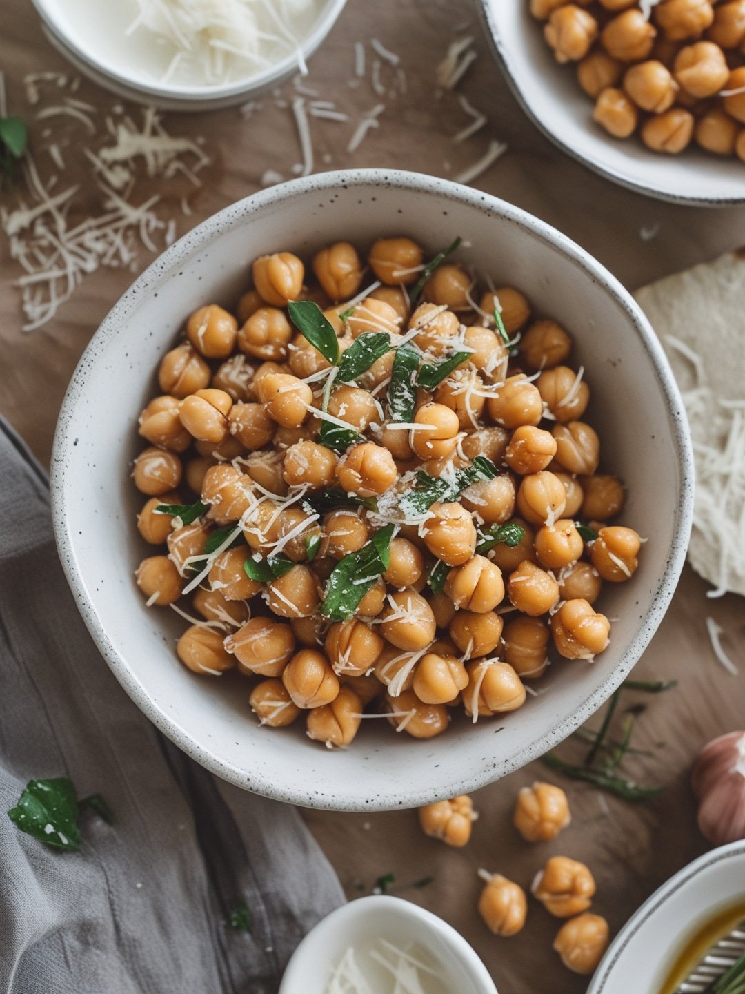 Simple Garlic Parmesan Roasted Chickpeas