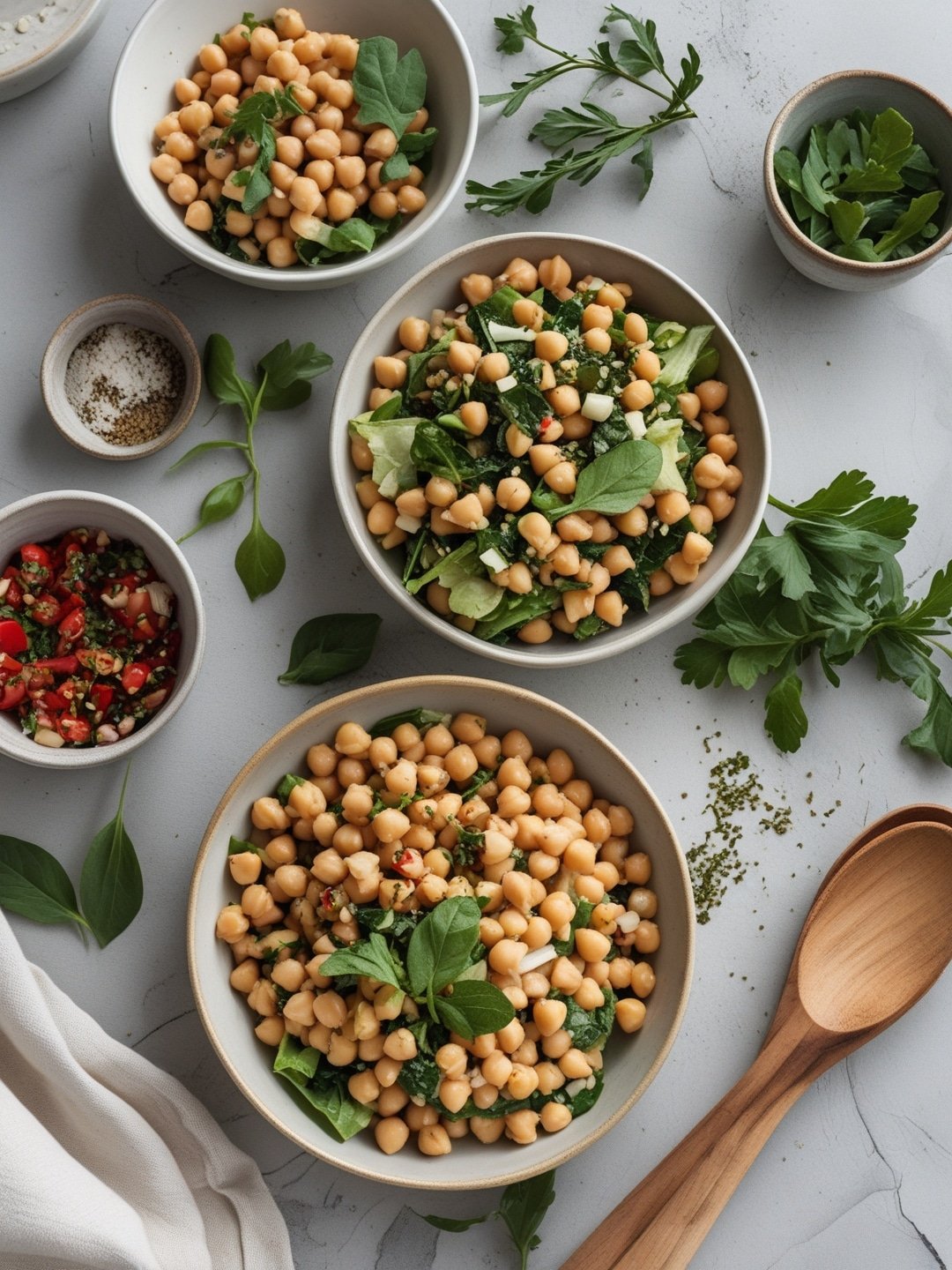 Simple Mediterranean Chickpea Salad Bowls