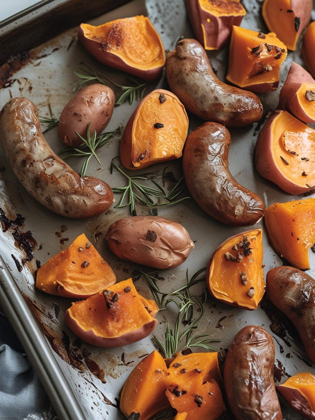 Sheet Pan Sausage and Sweet Potatoes