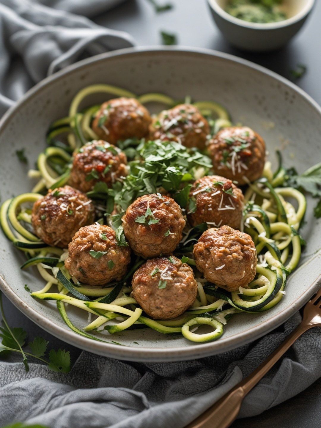 Simple Turkey Meatballs with Zucchini Noodles