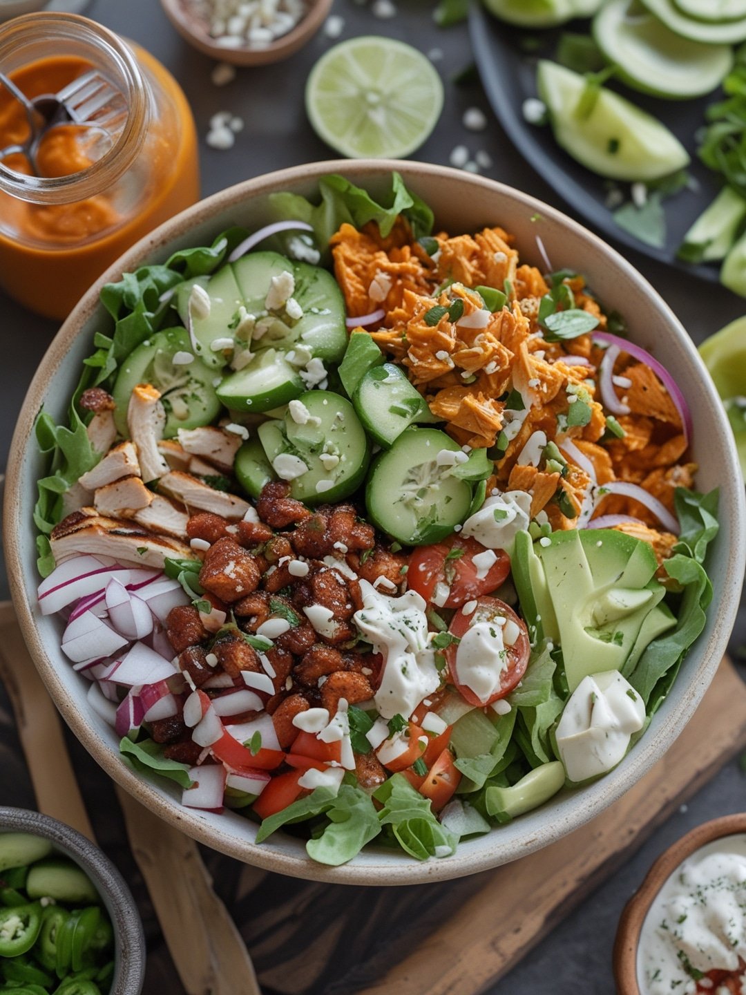Easy Buffalo Chicken Salad Bowls