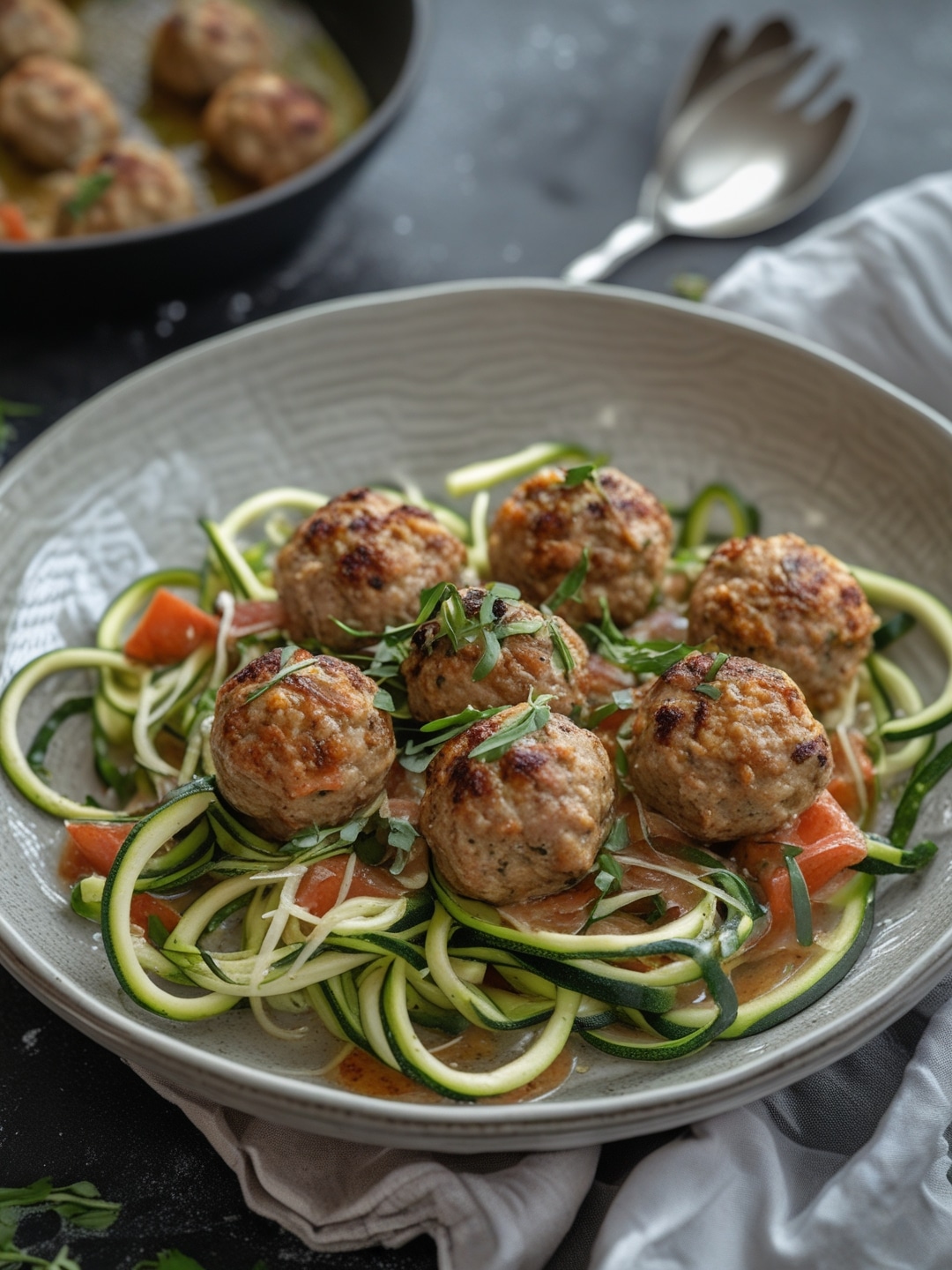 Simple Turkey Meatballs with Zucchini Noodles