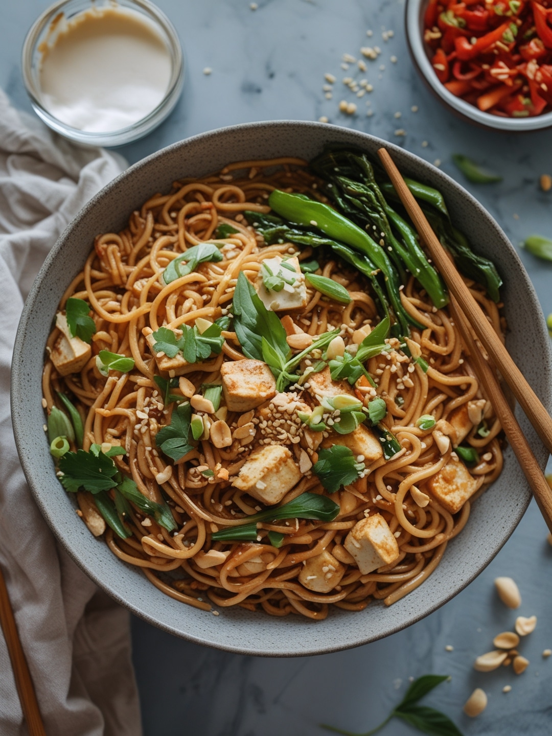 Healthy Peanut Noodles with Tofu