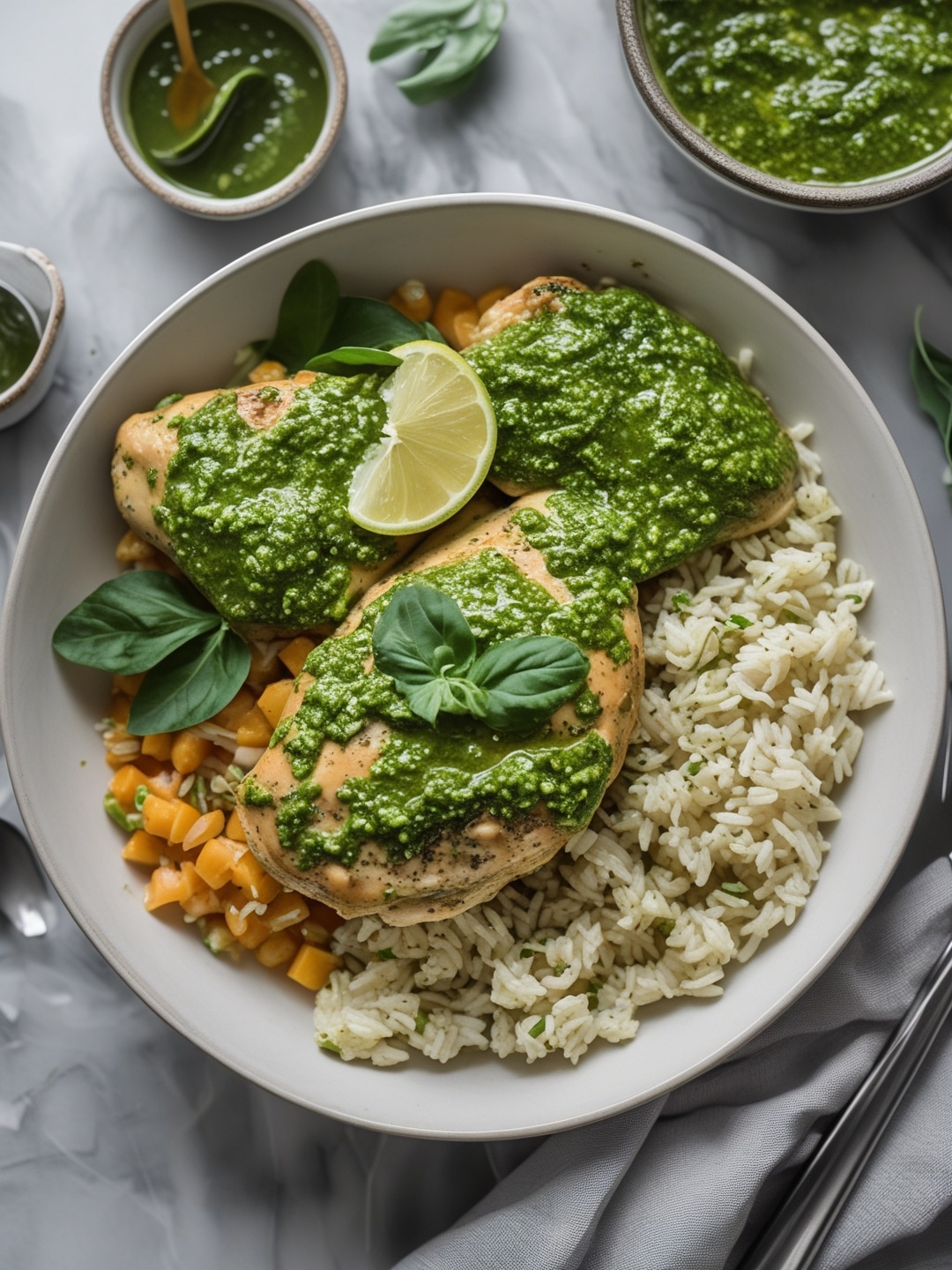 Simple Pesto Chicken and Rice