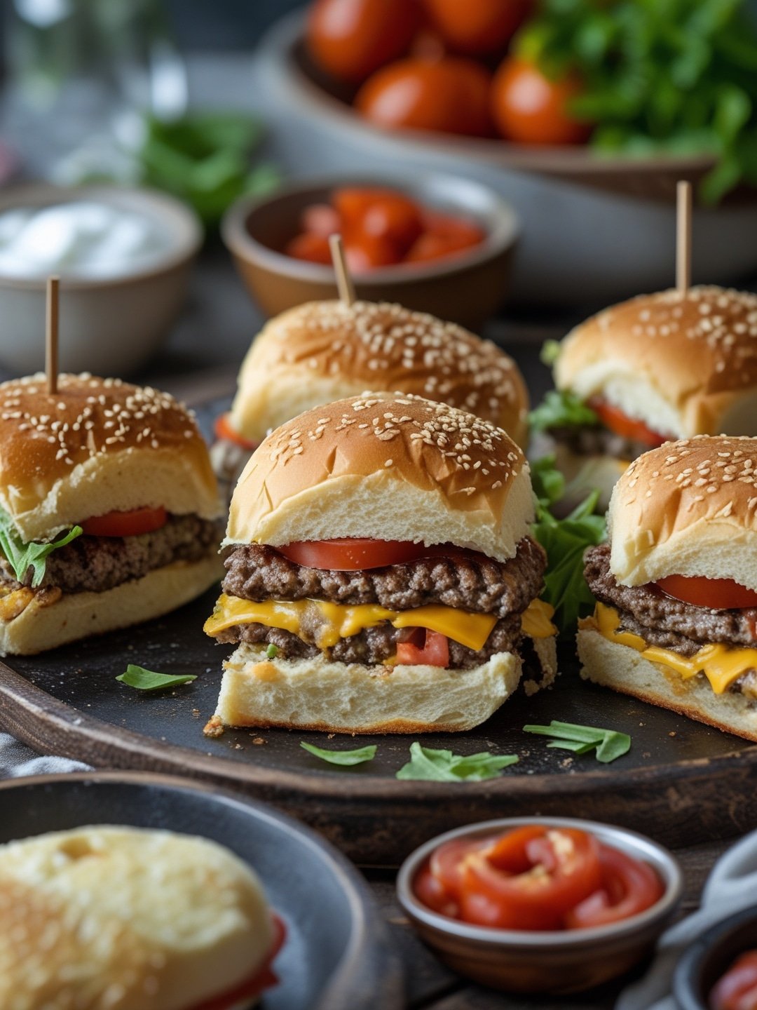 Cheeseburger Sliders with All the Fixings