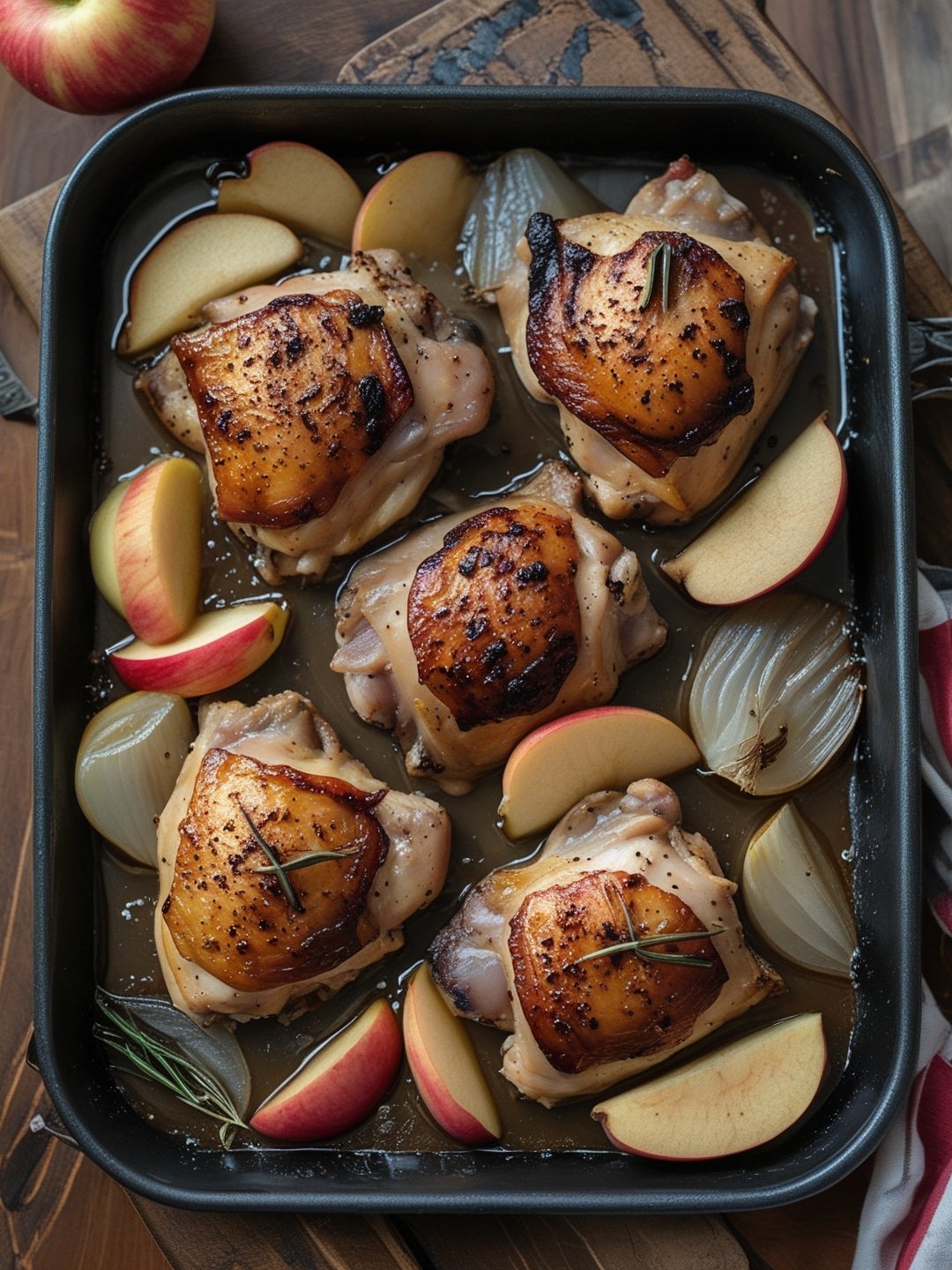 Maple-Roasted Chicken Thighs with Apples and Onions