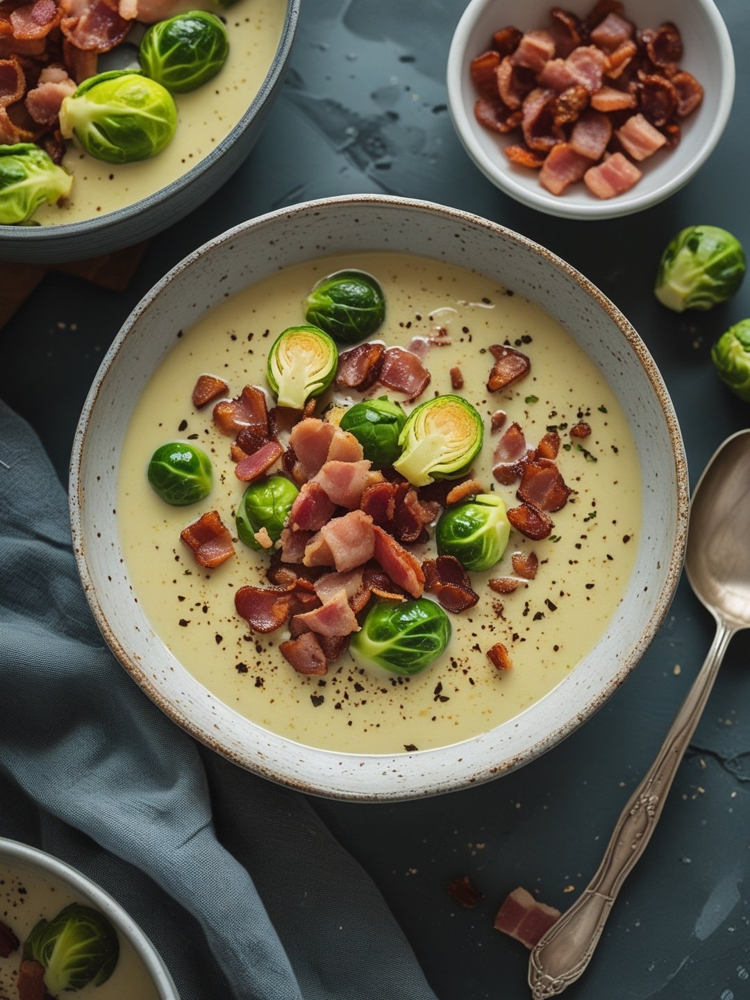 Creamy Brussels Sprout and Bacon Soup
