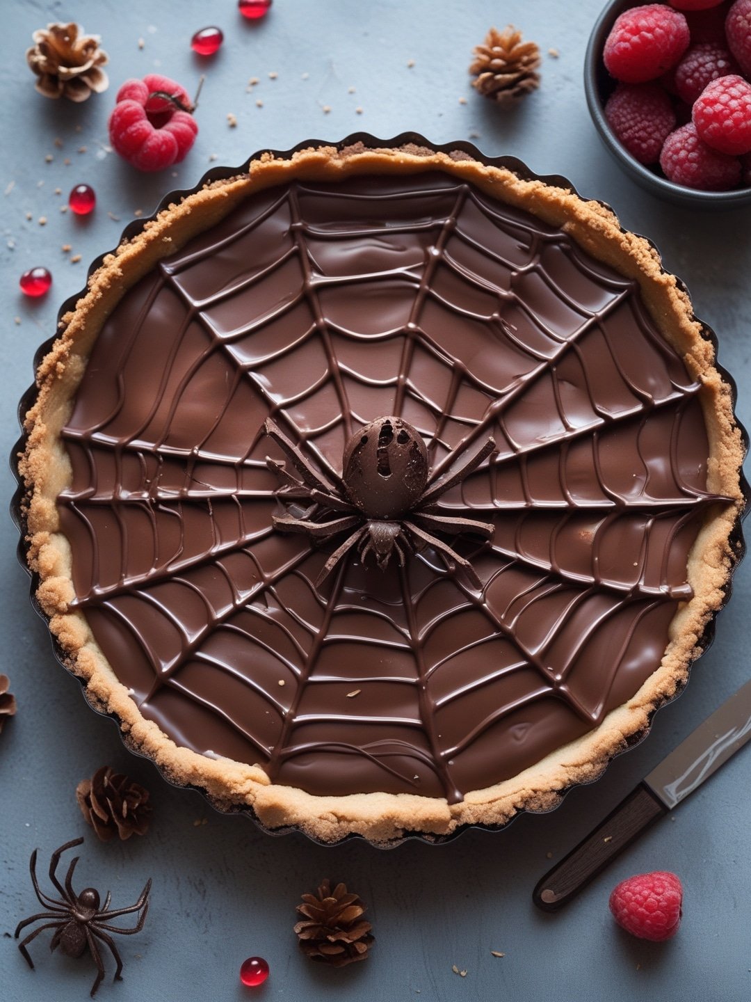 Spiderweb Chocolate Tart