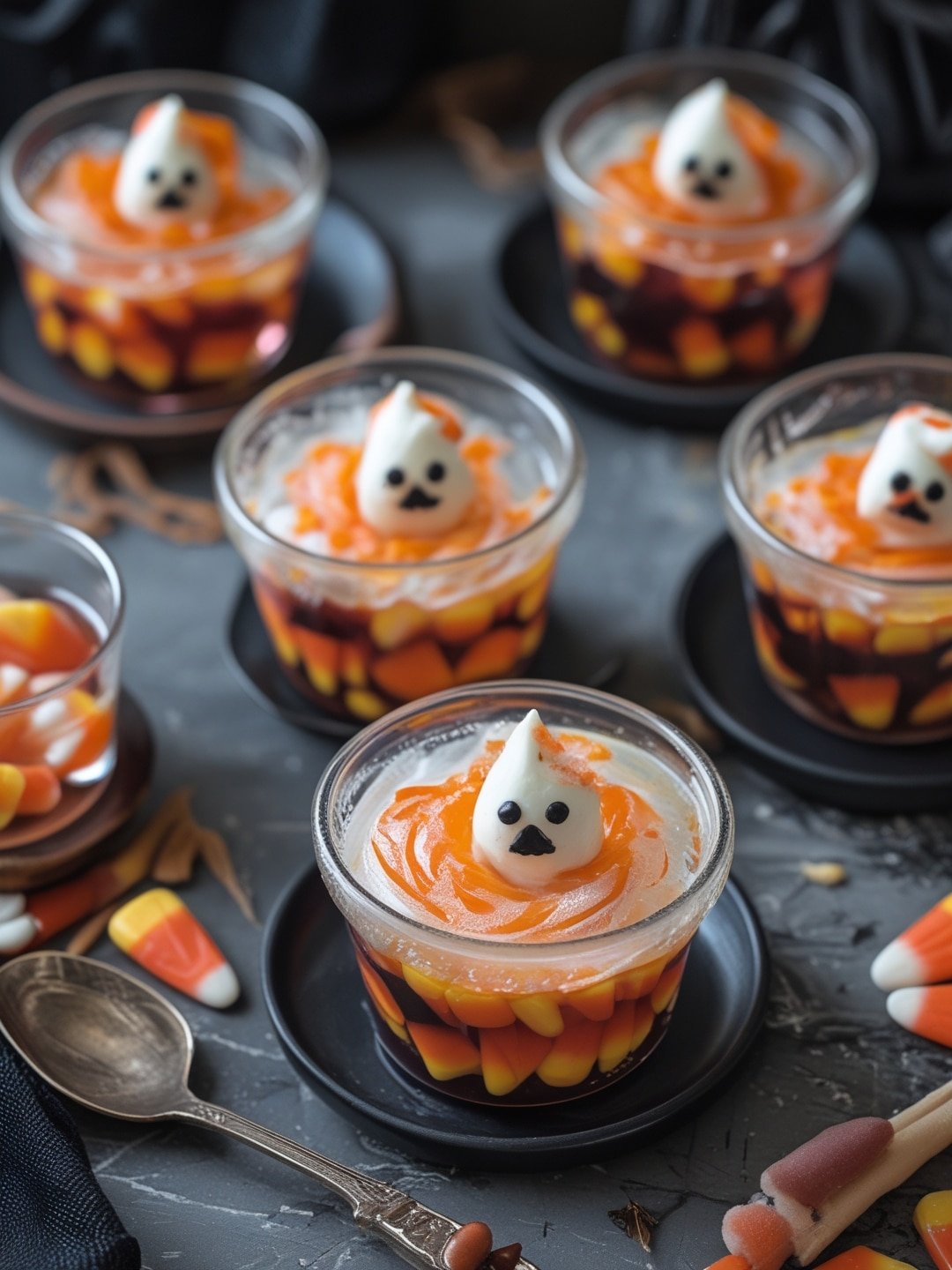 Haunted House Candy Corn Jello Cups