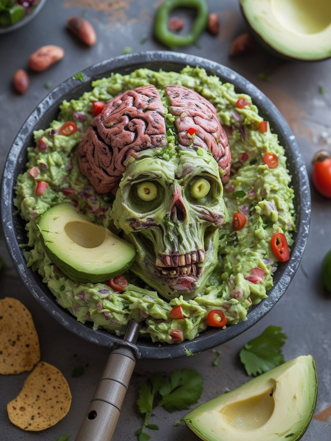 Zombie Brain Guacamole Dip
