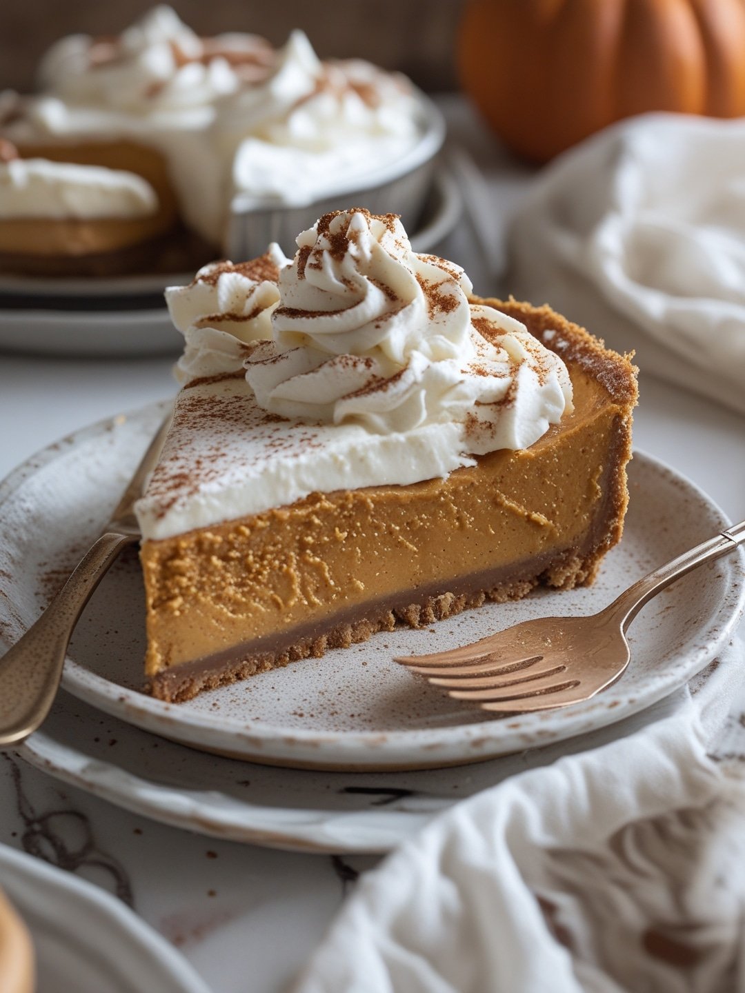 Pumpkin Pie Cheesecake with Whipped Cream